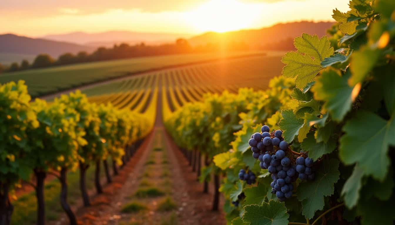 Vignobles luxuriants illustrant la source des ingrédients de raisin utilisés par Caudalie