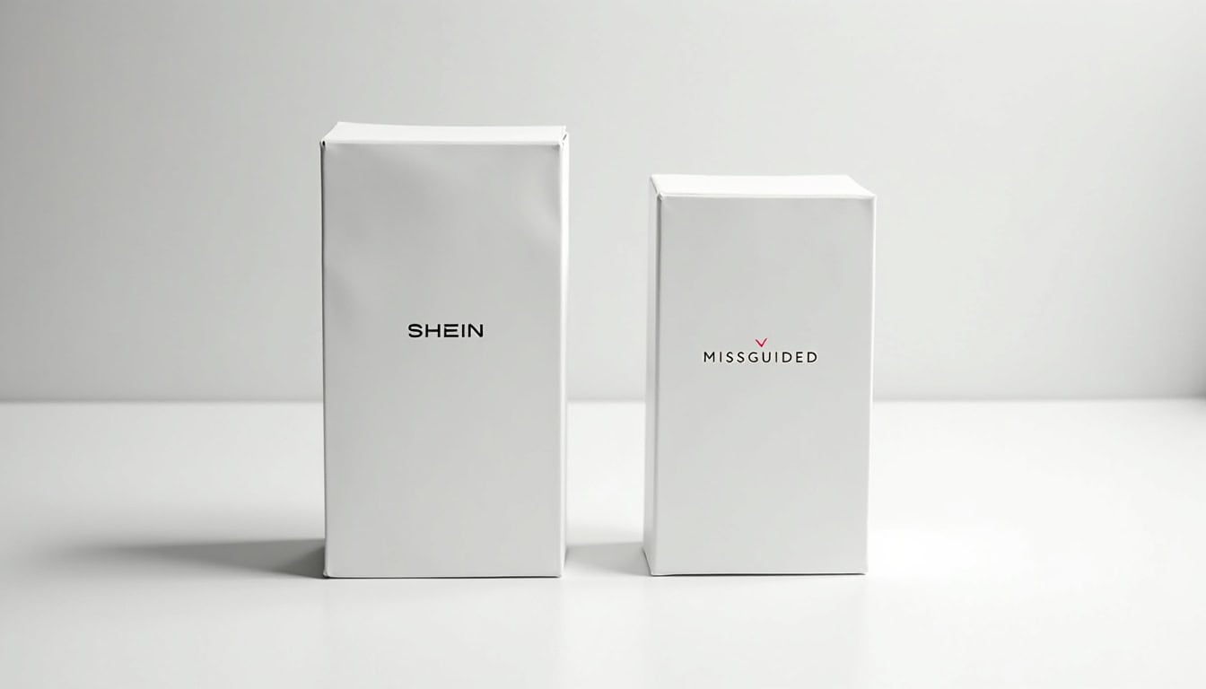 Comparaison côte à côte des emballages Missguided et Shein
