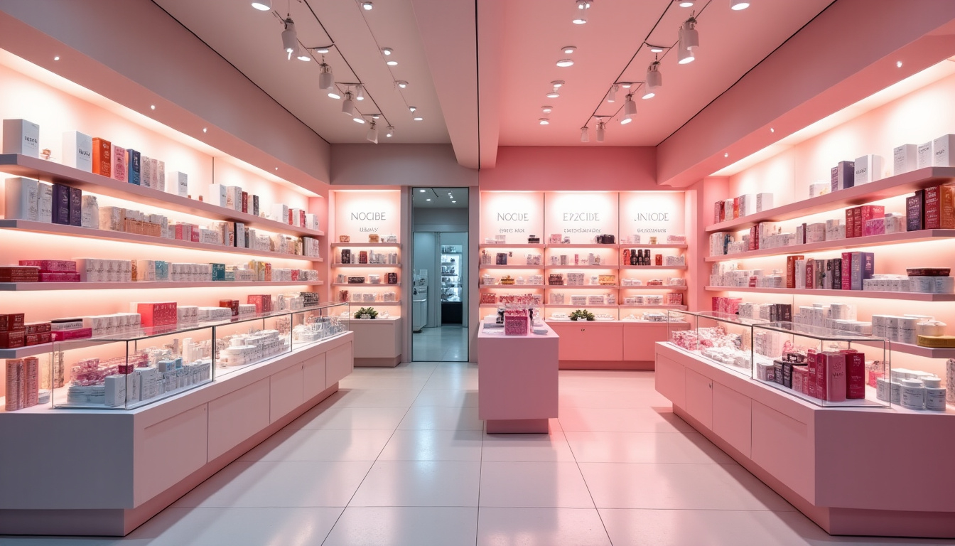 Intérieur de différents magasins de cosmétiques en comparaison, mettant en évidence l