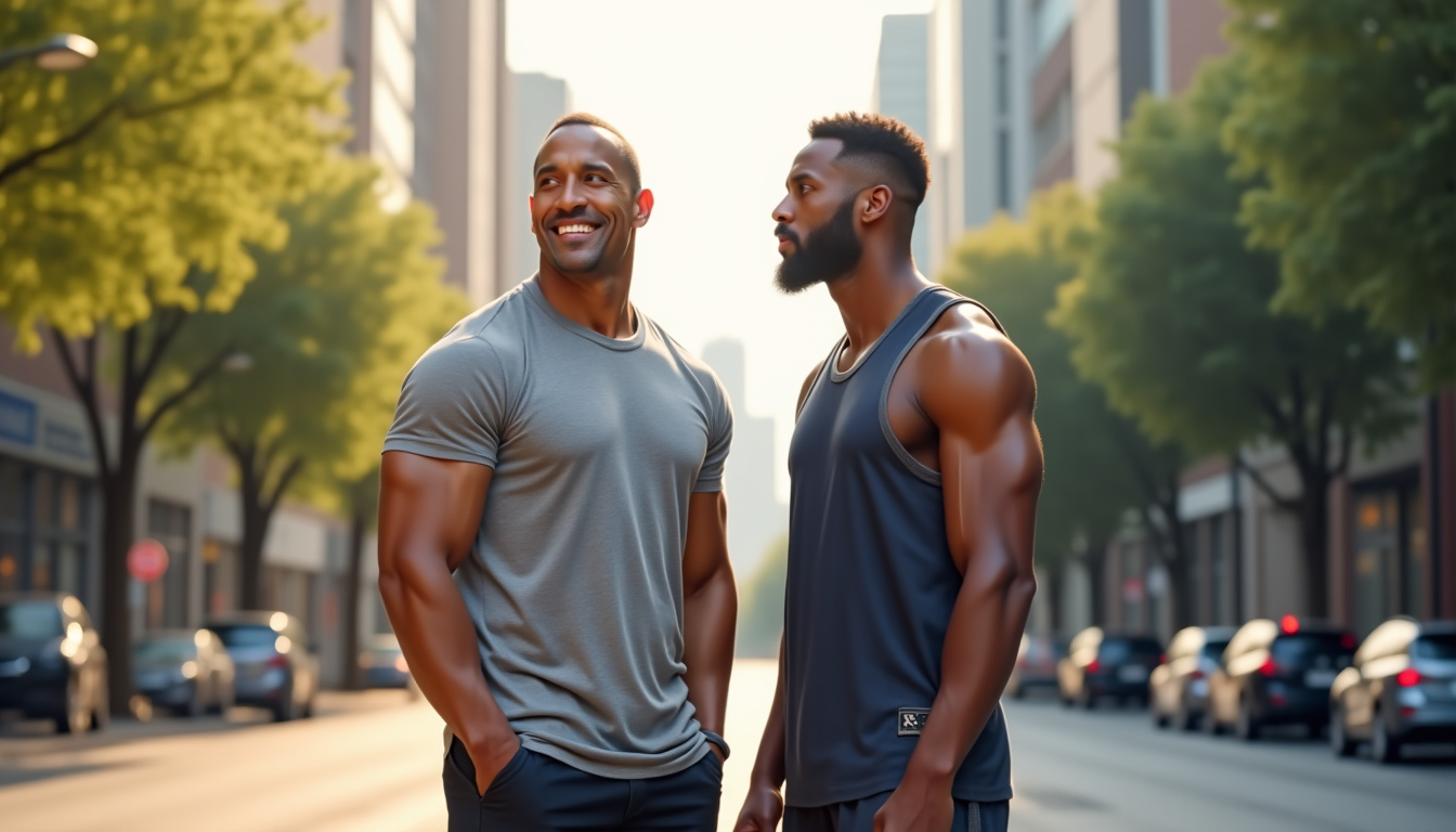 Photo comparant Dwayne Johnson à un basketteur chinois de 2,36 m, illustrant la relativité de la taille