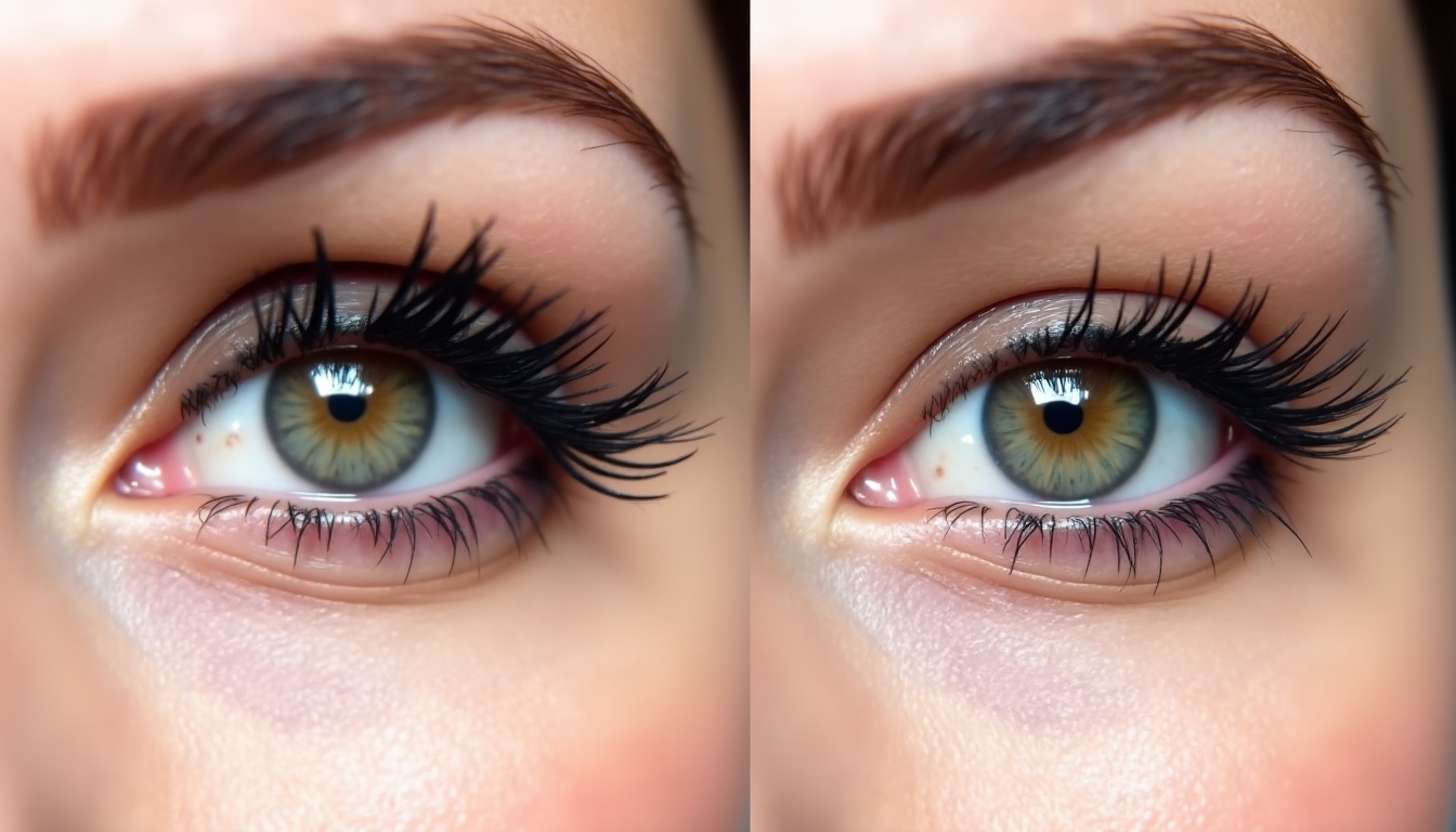 Photo comparative montrant le mascara Better Than Sex qui coule sous l