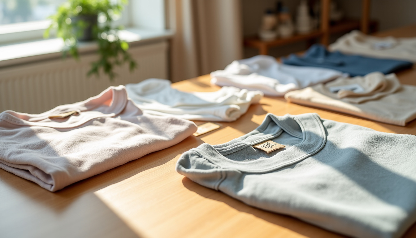 Photographie de vêtements ASOS étalés sur une table, montrant divers tissus et finitions