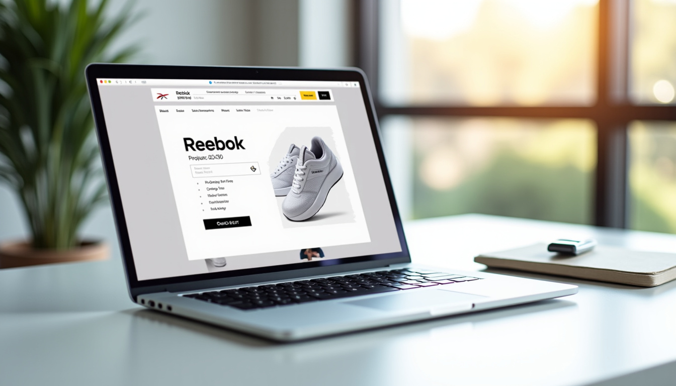 Aperçu du site Reebok avec navigation sur la page de commande en ligne