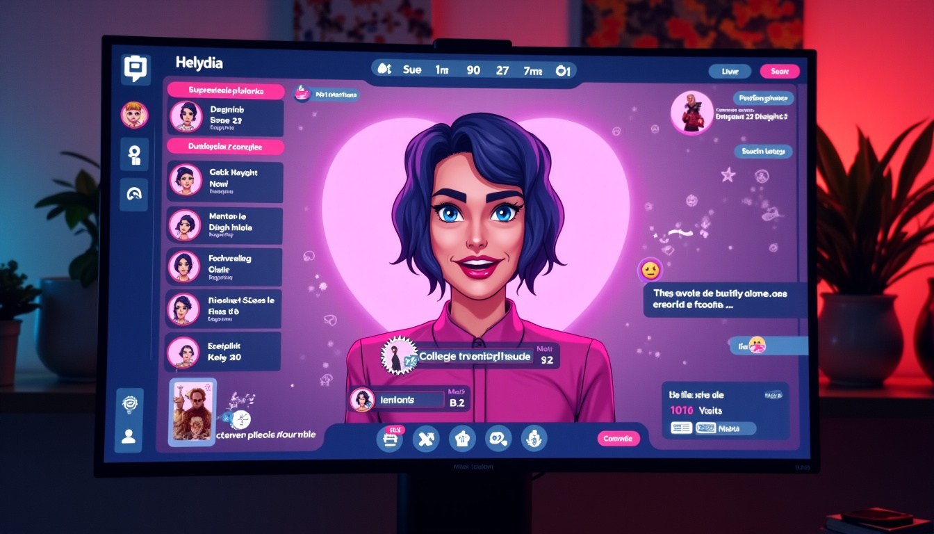 Interface de diffusion Twitch de Helydia avec chat actif, émoticônes et éléments graphiques personnalisés