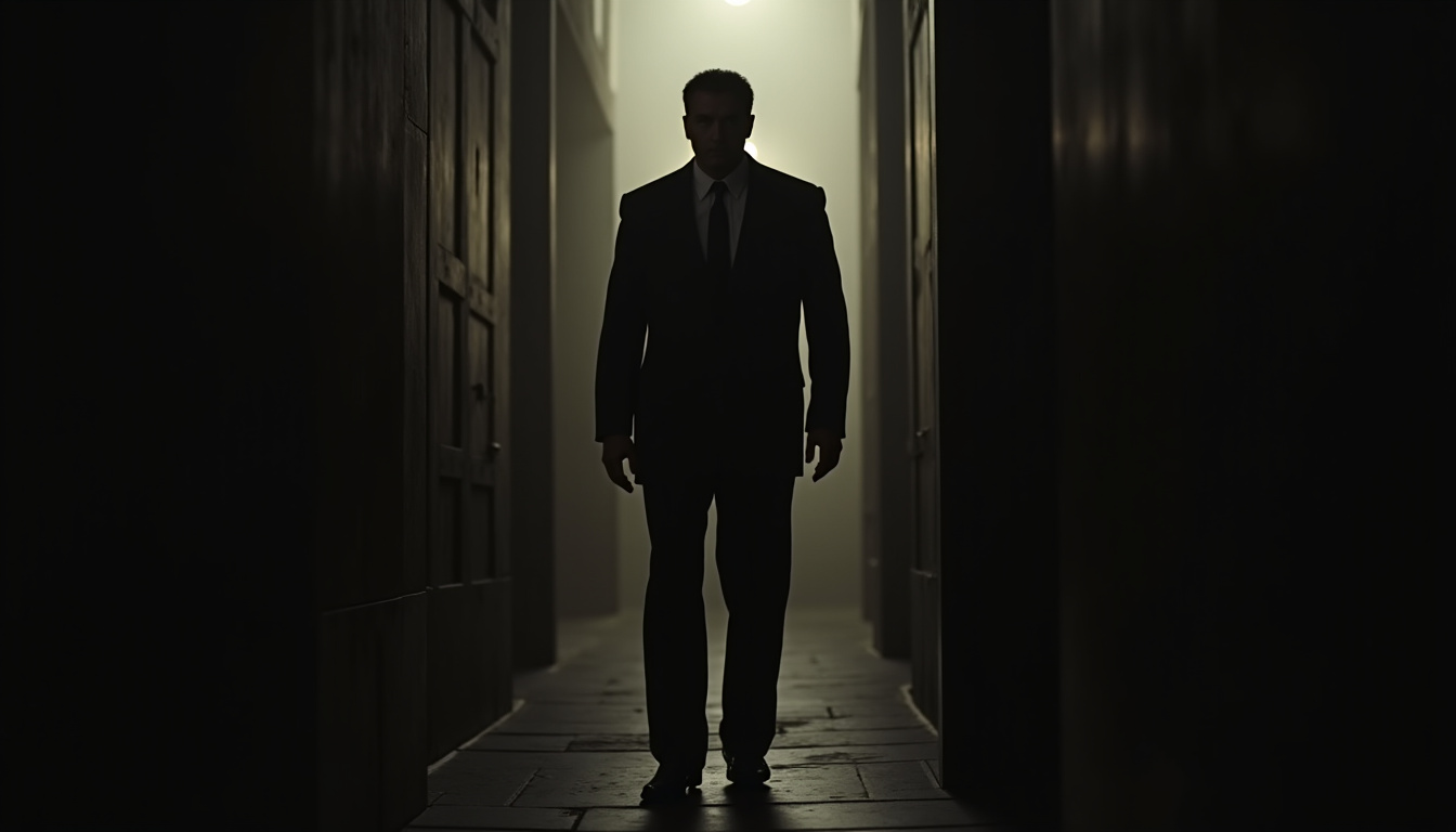 Liam Neeson dans une scène intense du film Taken, debout, dominant visuellement l