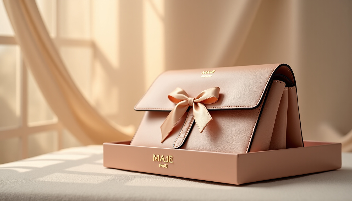 Sac Maje bien emballé dans une boîte avec ruban, prêt à être offert