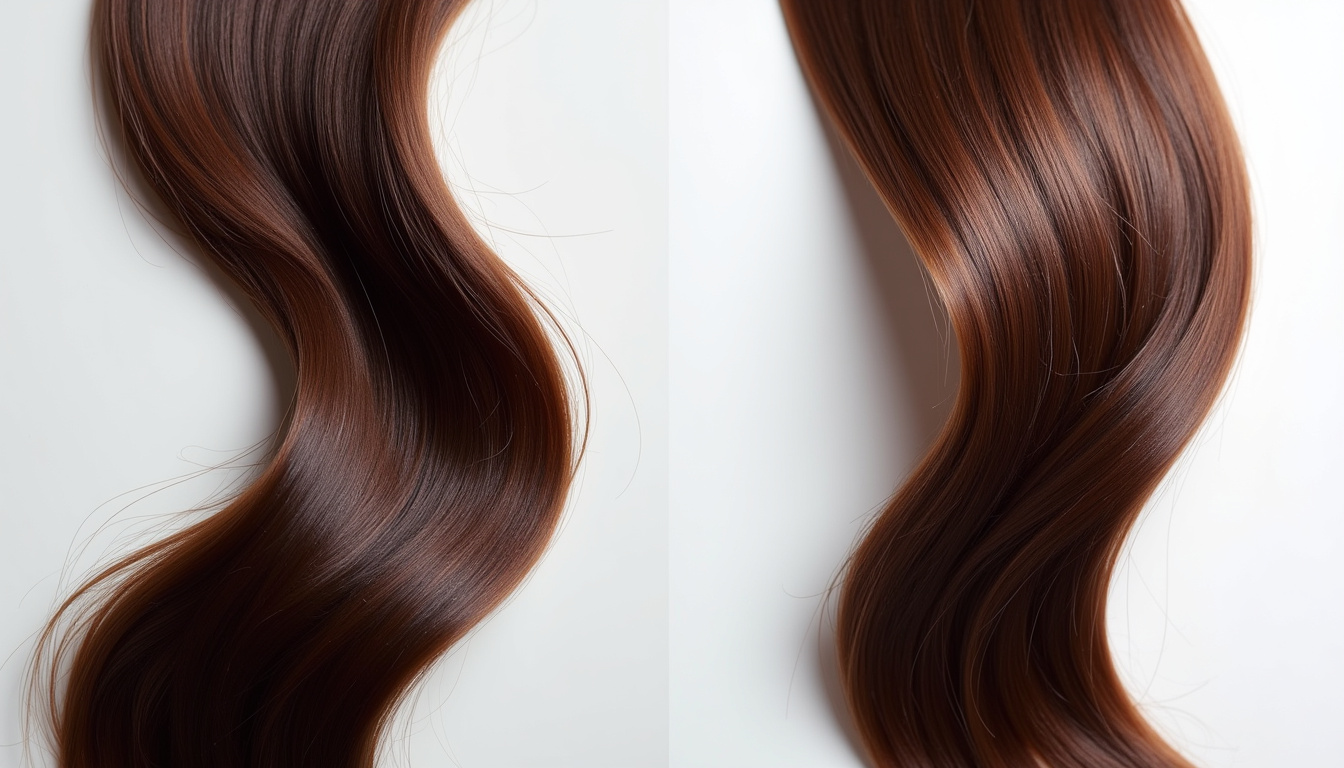 Comparaison entre une patine maison et une patine professionnelle, résultats sur cheveux bruns