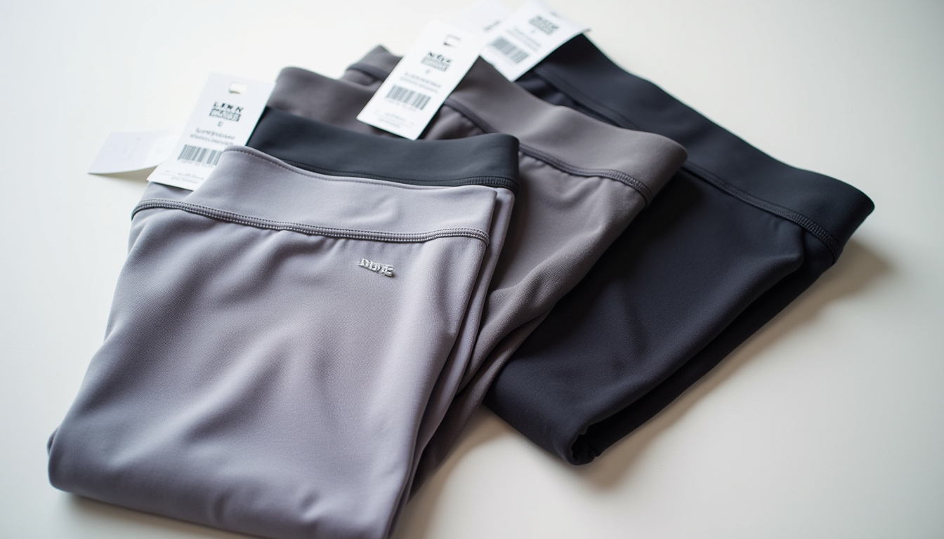 Comparaison visuelle entre vêtements Gymshark, Nike et Lululemon avec focus sur les étiquettes et les prix
