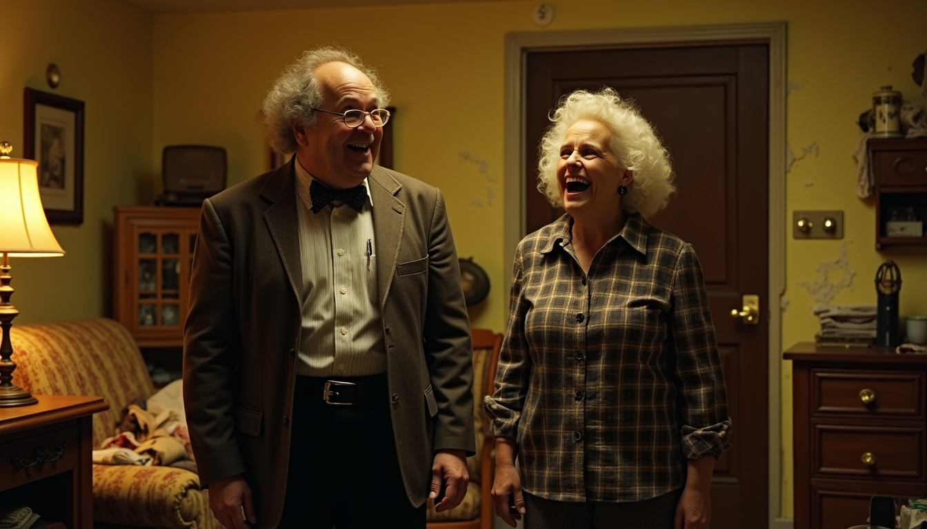 Danny DeVito et Rhea Perlman en couple dans le film Matilda (1996), incarnant les parents du personnage principal