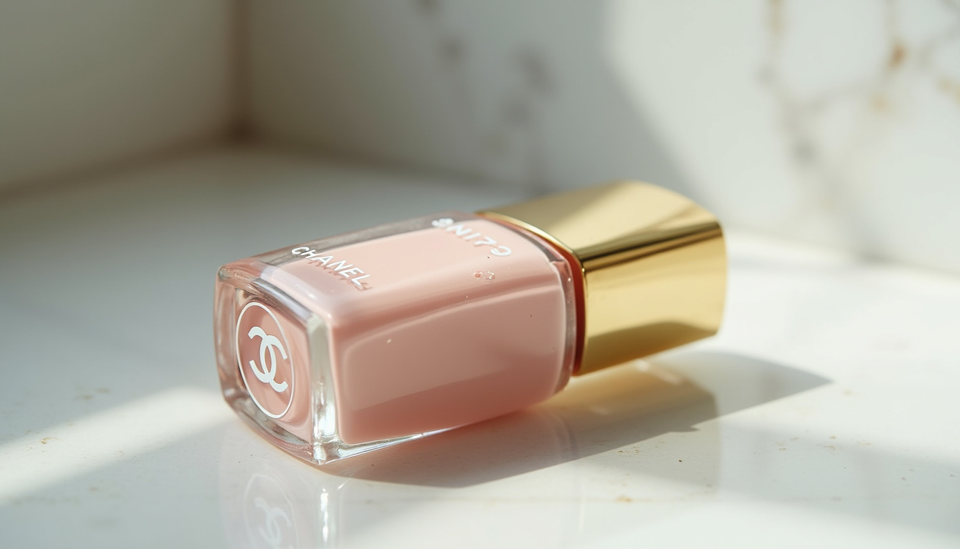 Détail d’un vernis Chanel montrant des signes d’usure prématurée sur le flacon