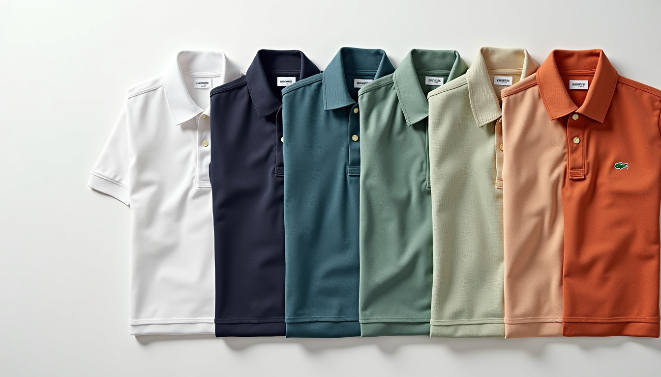 Gamme de polos Lacoste 2026 en différentes couleurs et matières
