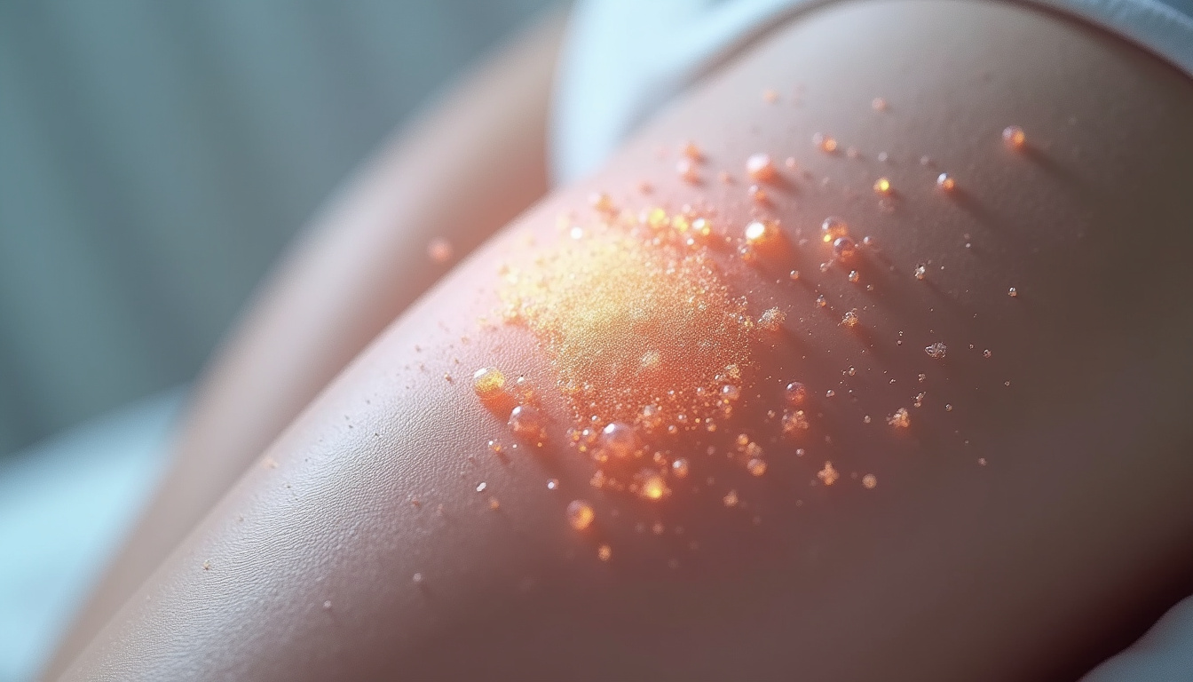Schéma d’un legging anti-cellulite en action, montrant le frottement du tissu sur la peau et la libération d’actifs