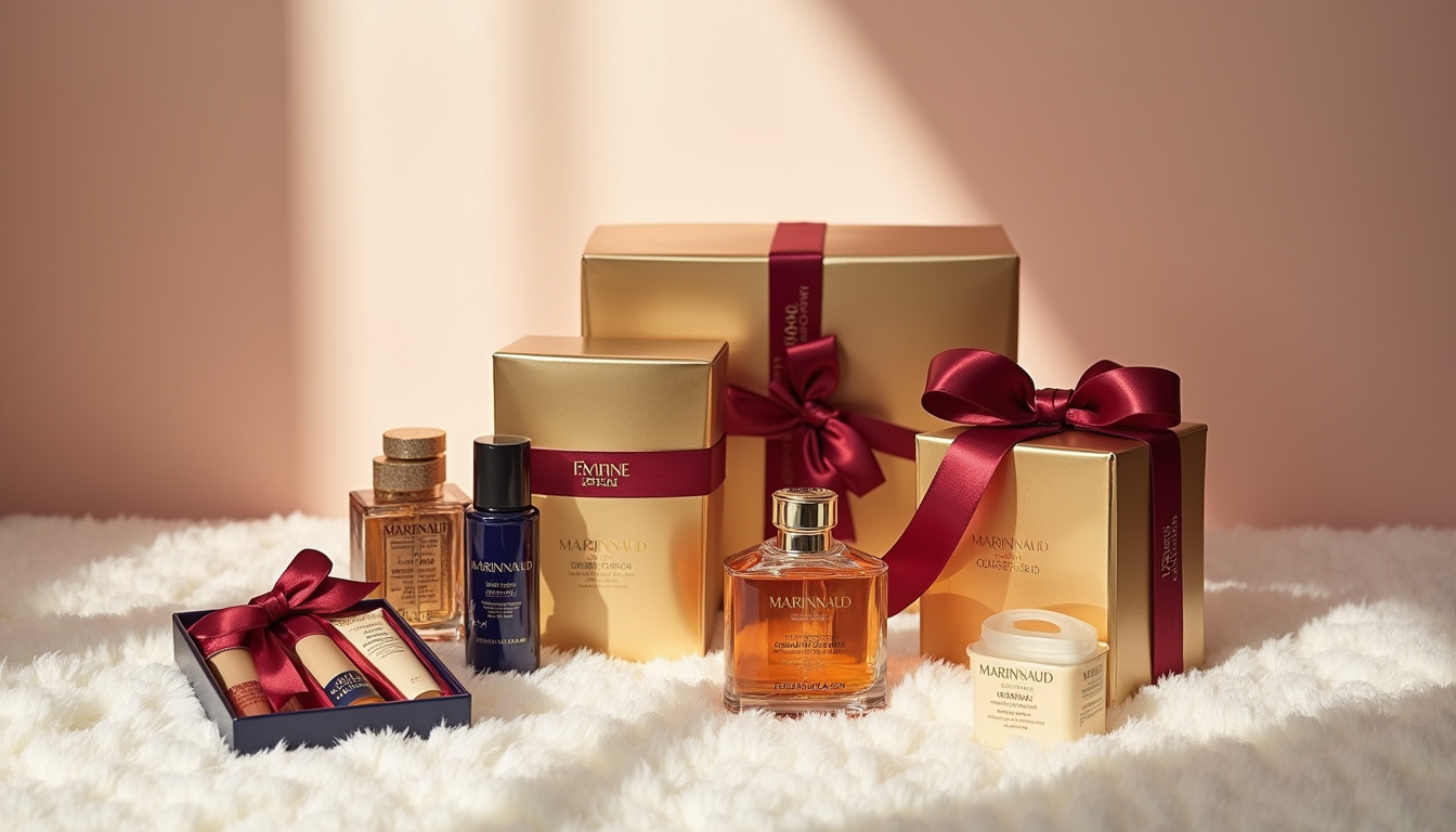 Assortiment de coffrets cadeaux Marionnaud, emballages élégants et produits en édition limitée