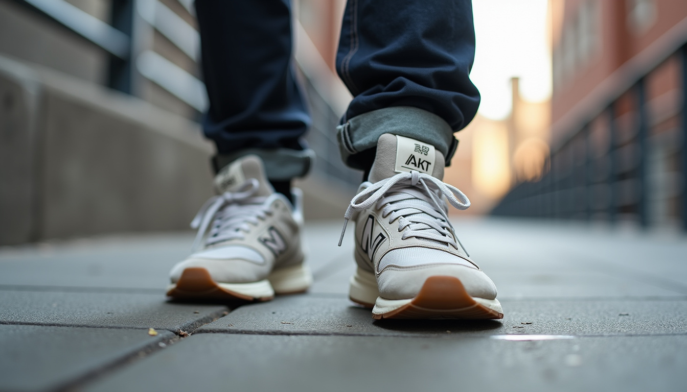 Chaussures New Balance portées lors d'une activité urbaine par un adulte