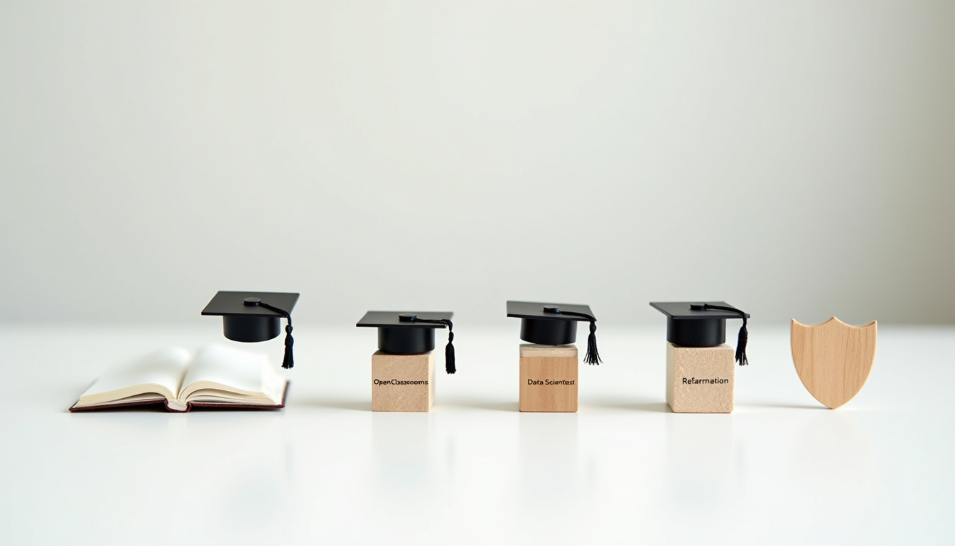 Tableau comparatif visuel entre Réformation, OpenClassrooms, Simplon et DataScientest
